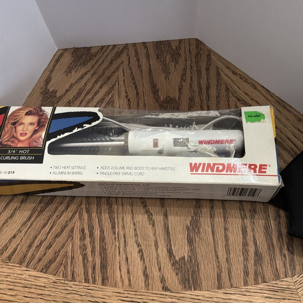 Works ~ Windmere Hot‎ Curling Brush Hair Styler 3/4" Curls Waves HCB-1/219 W/Box